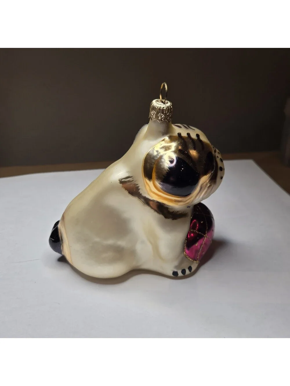 Christopher Radko Bulldog Christmas Ornament Hand Blown Glass VINTAGE! Rare!! #1